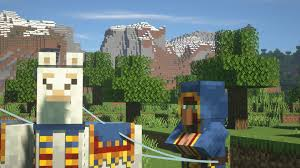 A Wandering Trader with llamas in Minecraft